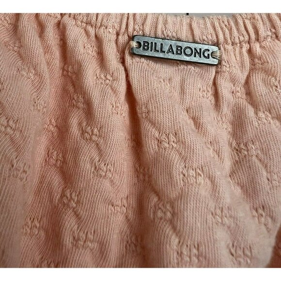 Billabong Top L Crop Puff Sleeve Off Shoulder Ruffle Blouse Boho Beach Stretch - Picture 4 of 6